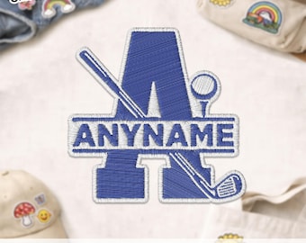 Custom Golf Sports Name Patch - Personalized Golf Split Monogram Golfer, Sports Lover Embroidered Patch Applique for Clothes Backpack Gift