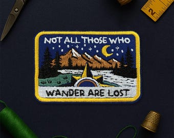 All Those Who Wander are Lost Patch, Compass Hiking Adventure Outdoor Patches Applique for Clothes Hats Backpack Clothing