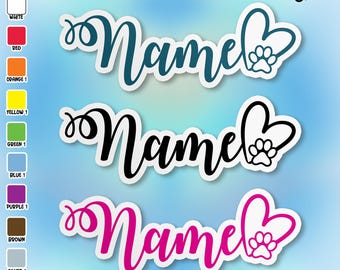 Custom Dog Name Sticker, Personalized Pet Paw Name Decal Stickers Pet Lover Waterproof Vinyl Die-Cut Sticker Food Bowl Pet Name Stickers