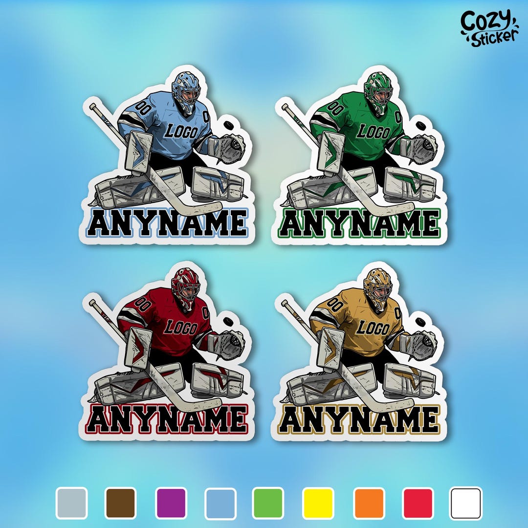 Custom Hockey Sports Sticker, Personalized Ice Hockey Goalie Player Nam ...