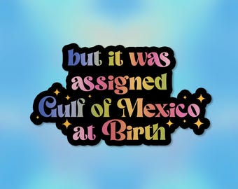 But It Was Assigned Gulf of Mexico at Birth Sticker, Mexico Protest Political Liberal Waterproof Vinyl Stickers Die-cut Laptop Gifts