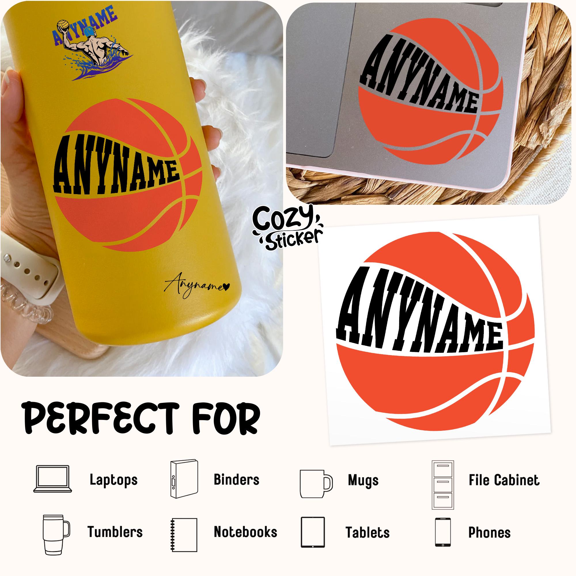 Custom Basketball Name Transparent Sticker, Personalized Basketball ...