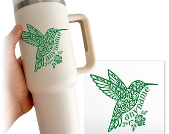 Custom Floral Mockingbird Transparent Sticker, Personalized Wildflower Bird Name Sticker for Laptop Water Bottle Helmet Notebook Phone