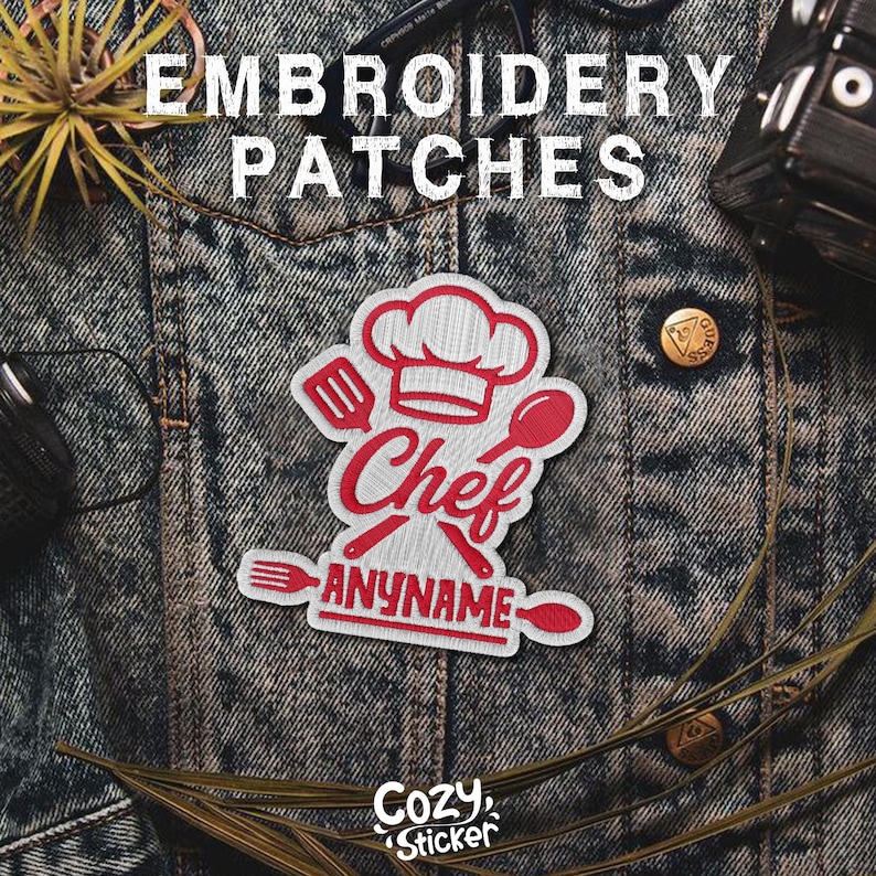 Custom Chef Name Patch, Personalized Chef Hat Crossed Knives Name ...