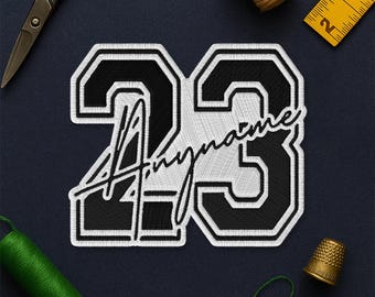 Parche de nombre y número personalizado, parche bordado con nombre y número de deportista personalizado para ropa, sombrero, mochila, chaqueta, bolso y vaqueros.