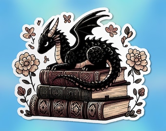 Dragon Book Sticker Kindle Bookish Reading Book Lover Stickers Booktok Fantasy Book Waterproof Vinyl Stickers, Laptop, Kindle Gifts for Her