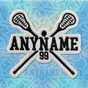 Lacrosse Patch, Custom Stick Ball Player, Personalized Sport Name, Customized Name Lacrosse Player Patch Applique for Clothes Hats Backpacks