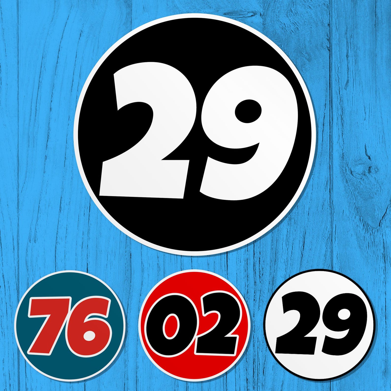 Custom Circle Racing Number Sticker, Personalized Old School Racing ...