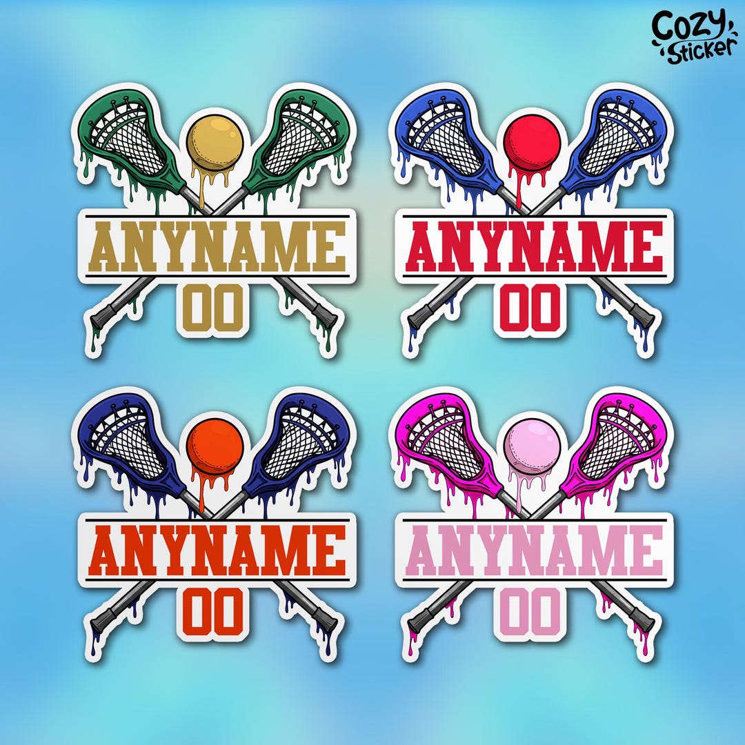 Custom Lacrosse Sports Name Number Sticker, Personalized Lacrosse Ice ...