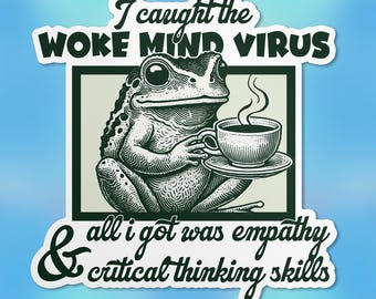 Pegatinas divertidas de ranas para parachoques con temática de Woke, anti-Trump, políticas, liberales, de izquierda, impermeables, de vinilo, troqueladas, ideales para regalar en portátiles.