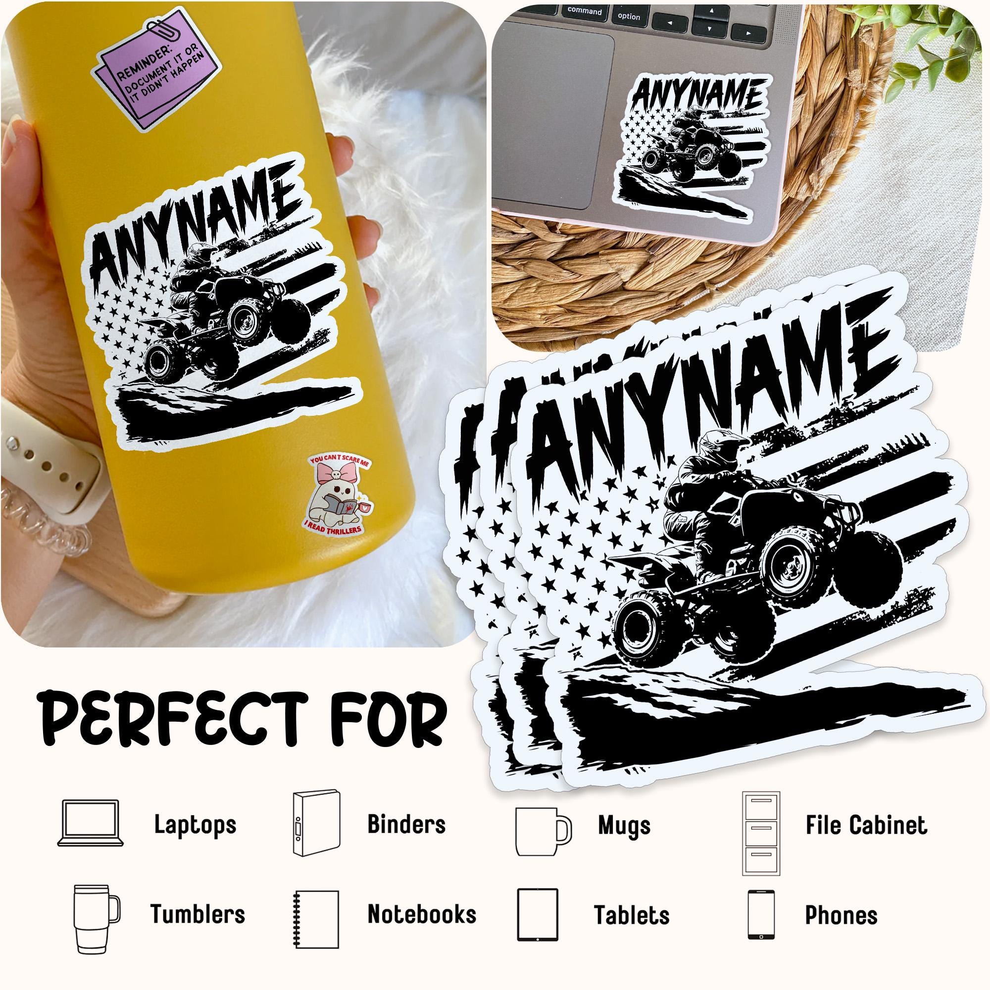 Custom ATV Rider Sticker, Personalized Name Four Wheeler, Off-road ...
