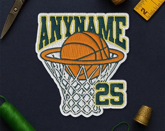 Parche de baloncesto personalizado, nombre y número de jugador de baloncesto personalizado, aplique para ropa, sombrero, mochila y ropa.