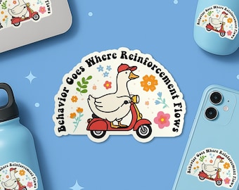 Behavior Goes Where Reinforcement Flows Sticker, Behavior Specialist Special Education Waterproof Vinyl Sticker for Laptop Kindle Gift