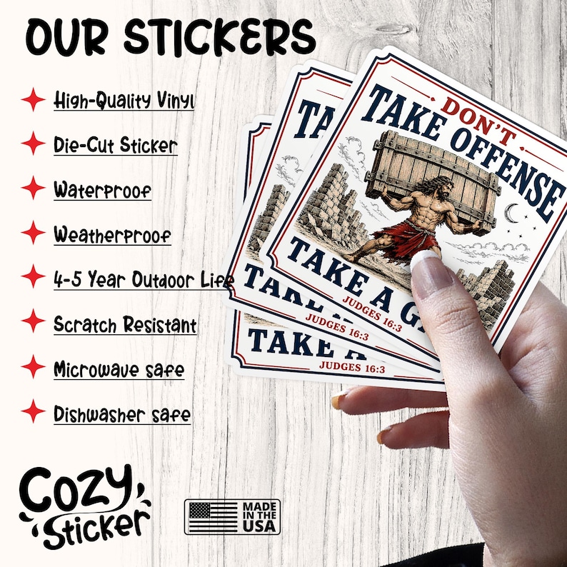 Loading Sticker Gift Don't Take Offense Take A Gate Sticker, Judges 16:3 Bible Verse ...