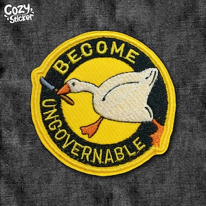Become Ungovernable Goose with Knife Patch, Funny Goose Embroidery Patches Patches Applique for Clothes Hats Backpack Clothing