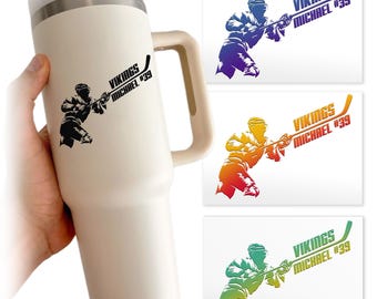 Custom Hockey Player Transparent Sticker, Personalized Ice Hockey Team Name Number Sticker for Laptop Water Bottle Helmet Notebook Phone