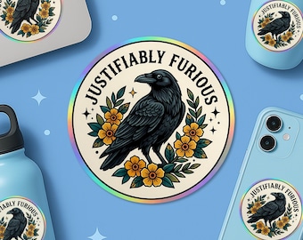 Justifiably Furious Sticker, Political Resist Liberal Protest Social Justice Activist Democracy Waterproof Sticker for Laptop Water Bottle