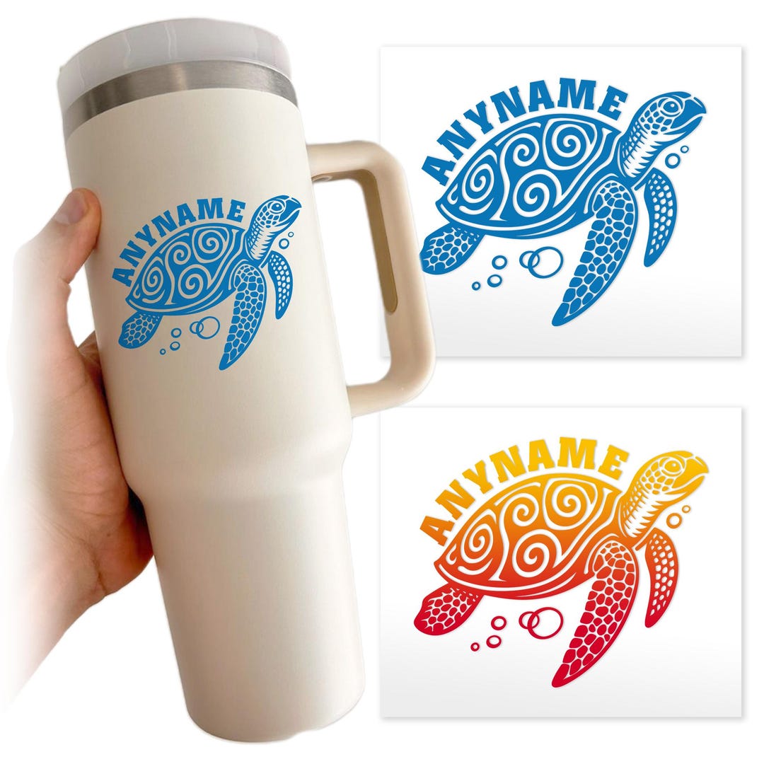 Custom Turtle Transparent Sticker, Personalized Sea Turtles Gradient ...