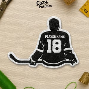 Custom Hockey Name Patch Personalized Hockey Player Name With Stick Patches Sports Gifts for Coach Patch Applique for Clothes Hats Backpacks