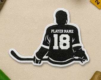 Custom Hockey Name Patch Personalized Hockey Player Name With Stick Patches Sports Gifts for Coach Patch Applique for Clothes Hats Backpacks