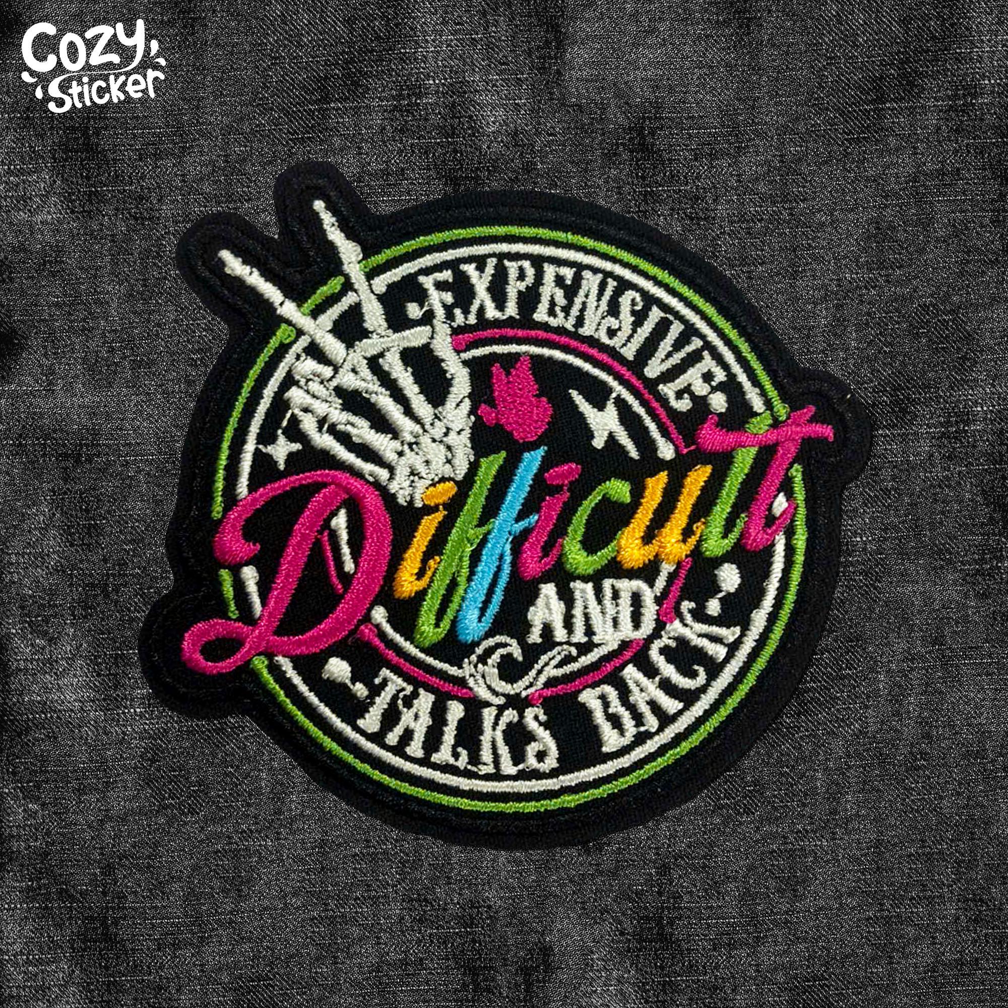 Expensive Difficult and Talks Back Patch Skeleton Sarcastic Saying Mom ...