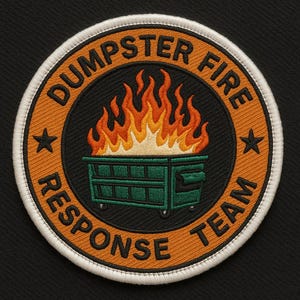 Patch de l'équipe d'intervention en cas d'incendie de benne à ordures, sarcastique avec un incendie de poubelle, applique de patch de rôle de leadership pour chapeau sacs à dos veste cadeaux pour elle, lui