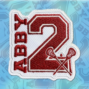 Custom Initial Name Lacrosse Patch Player Name Personalized Embroidered Patches Lacrosse Number Patch Applique for Clothes Hats Backpacks