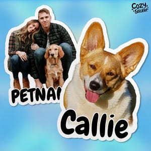 Custom Photo Pet Sticker, Personalized Your Pet Photo Dog Cat Name Sticker Waterproof Vinyl Die-Cut Sticker Laptop Water Bottle Stickers