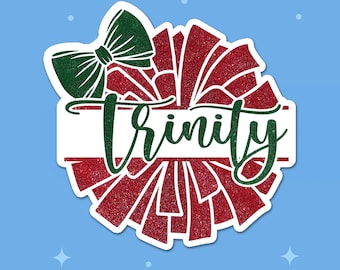 Personalized Cheerleader Name Sticker, Custom Cheer Pompom Glitter Name Stickers Sports Cheer Waterproof Vinyl Die-Cut
