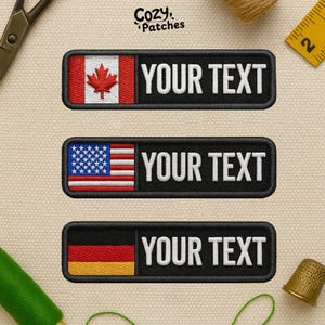 Nom personnalisé de patchs de broderie, nom personnalisé étiquette de drapeau national fer sur l'applique de patch pour vêtements chapeaux sacs à dos