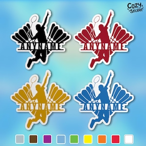 Custom Badminton Player Sticker, Personalize Badminton Shuttlecock Sport Team Name Vinyl Sticker Laptop Decal Water Bottle Gifts for Her Him