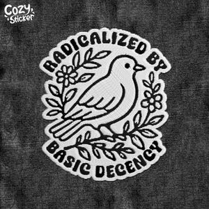 Radicalized by Basic Decency Patch, Protest Democracy Human Rights Embroidered Patch Applique for Hats Backpacks Jackets Gifts for Her Him