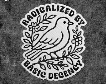 Radicalized by Basic Decency Patch, Protest Democracy Human Rights Embroidered Patch Applique for Hats Backpacks Jackets Gifts for Her Him