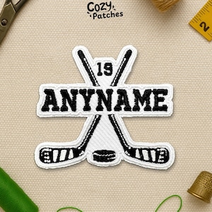Custom Field Ice Hockey Name Patches, Personalized Hockey Patches Team Name Stick Sport Lover Patch Applique for Clothes Hats Backpacks
