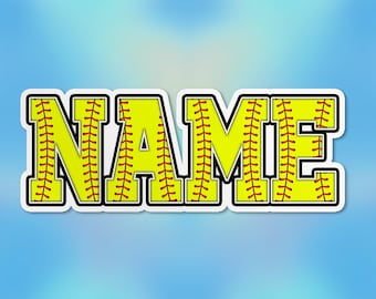 Custom Name Stickers, Softball Baseball Helmet Decal, Personalized Name Sports Vinyl Sticker Laptop Decal Water Bottle Gifts for Her Him