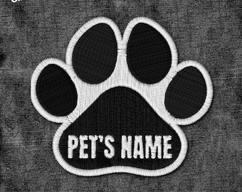 Custom Pet Name Patches, Personalized Dog Cat Name Patch Pet Paw Embroidered Patches Embroidered Patch Applique for Clothes Hats Backpacks