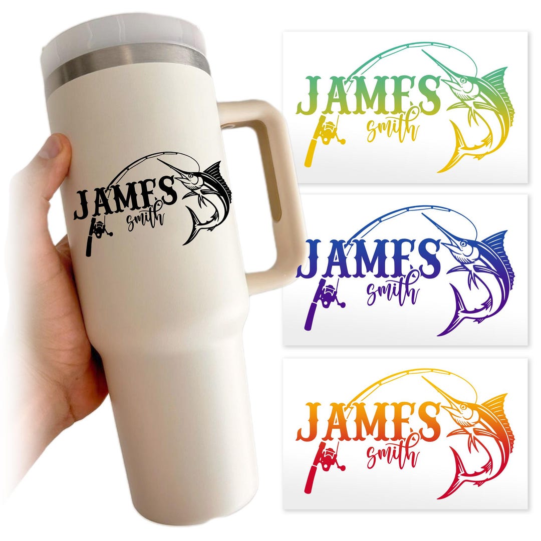Custom Fishing Name Transparent Sticker, Personalized Fisher Trout Fish ...