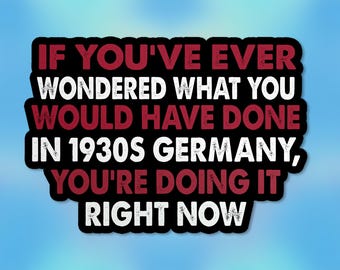 Si alguna vez te has preguntado qué habrías hecho en la Alemania de los años 30, pegatinas de vinilo fascista y anti-Trump para portátil o botella de agua.