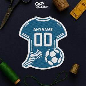 Personalized Soccer Player Patch, Custom Soccer Team Sports Name and Number Lover Embroidered Patches Applique for Clothes Hat Backpack Jean