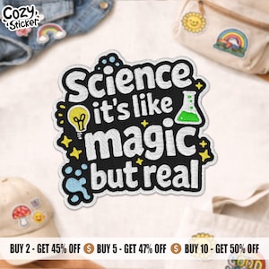 Science It's Like Magic But Real Patch, Funny Science Scientist Chemistry Physics Lover Embroidered Patch Applique for Clothes Shirt Gift