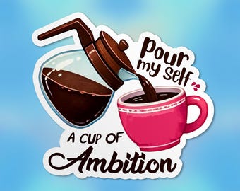 Sticker café drôle, accro à la caféine, citation inspirante, autocollant découpé en vinyle imperméable, ordinateur portable, autocollant bouteille d'eau