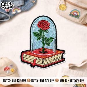 Romance Rose Flower Patch, Romance Reading Patches Bookish Embroidered Patch for Clothes Backpack Jacket Shirt Jean Bag Hat Gift
