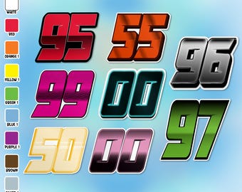 Custom Racing Number Stickers Dirt Bike Motocross Motorbike Cars Plate Waterproof Vinyl Sticker for Vehicle Bike Cars Custom Racing Decals