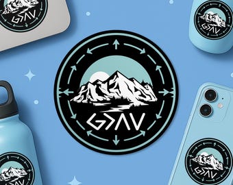 God Is Greater Than The Highs And Lows Sticker, Mountain Christian Motivational Bible Faith Waterproof Vinyl Die-cut Stickers Laptop Gifts