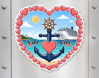 Personalized Cruise Couple Magnet, Custom Love Cruise Magnets, Anniversary Cruise Gift, Heart Cruise Fridge Magnet, Vacation Keepsake