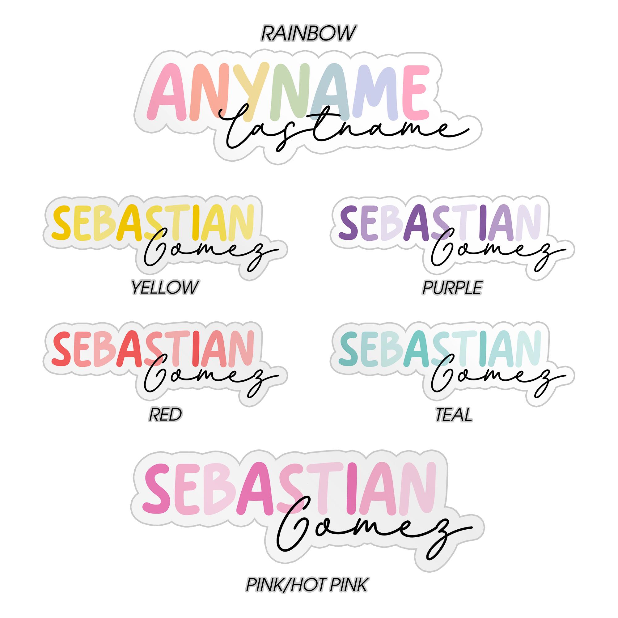 First Name Stickers Personalized Custom Name Sticker First and Last Name Colorful Gifts for ...