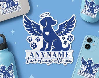 Personalized Dog Memorial Sticker, Custom Dog Remembrance Name Dogs Mom Lover Waterproof Sticker for Laptop Water Bottle Helmet Kindle Gift