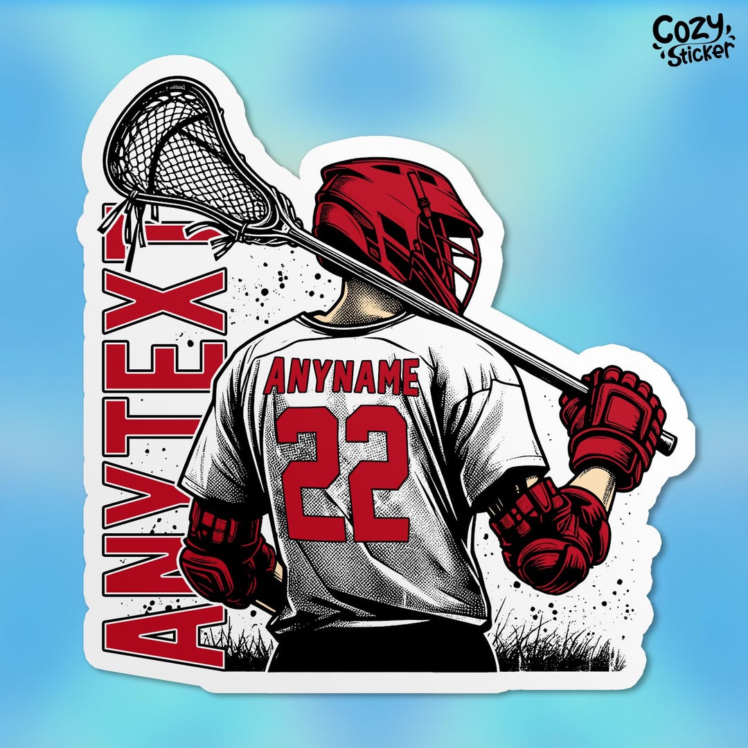 Custom Lacrosse Name and Number Sticker, Personalized Lacrosse Player ...
