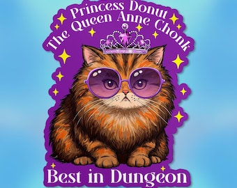Pegatina de Mongo Horrorizado, inspirada en la Princesa Donut, amante de los gatos, pegatinas de vinilo impermeables divertidas, para portátil y Kindle.