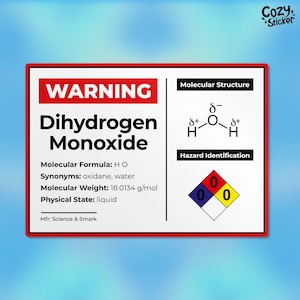 Dihydrogen Monoxide Science Teacher Sticker, Scientist Chemistry Nerdy Lab Tech Week Waterproof Vinyl Stickers Die-cut Laptop Gifts